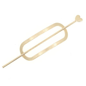 Silver Finish Metal Round Rectangle Bun Cover and Hair Stick 2-pc Set